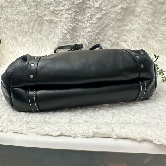Patricia Nash Benvenuto Heritage Black Leather tote Shoulder bag Kisslock Sz XL￼